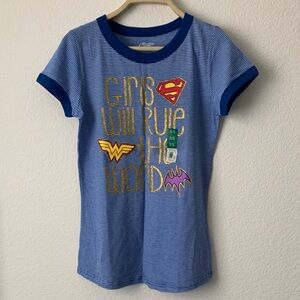 Blue Striped Kids Tee with Empowering Graphics